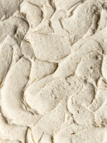 Swirls of brown butter on a cake.