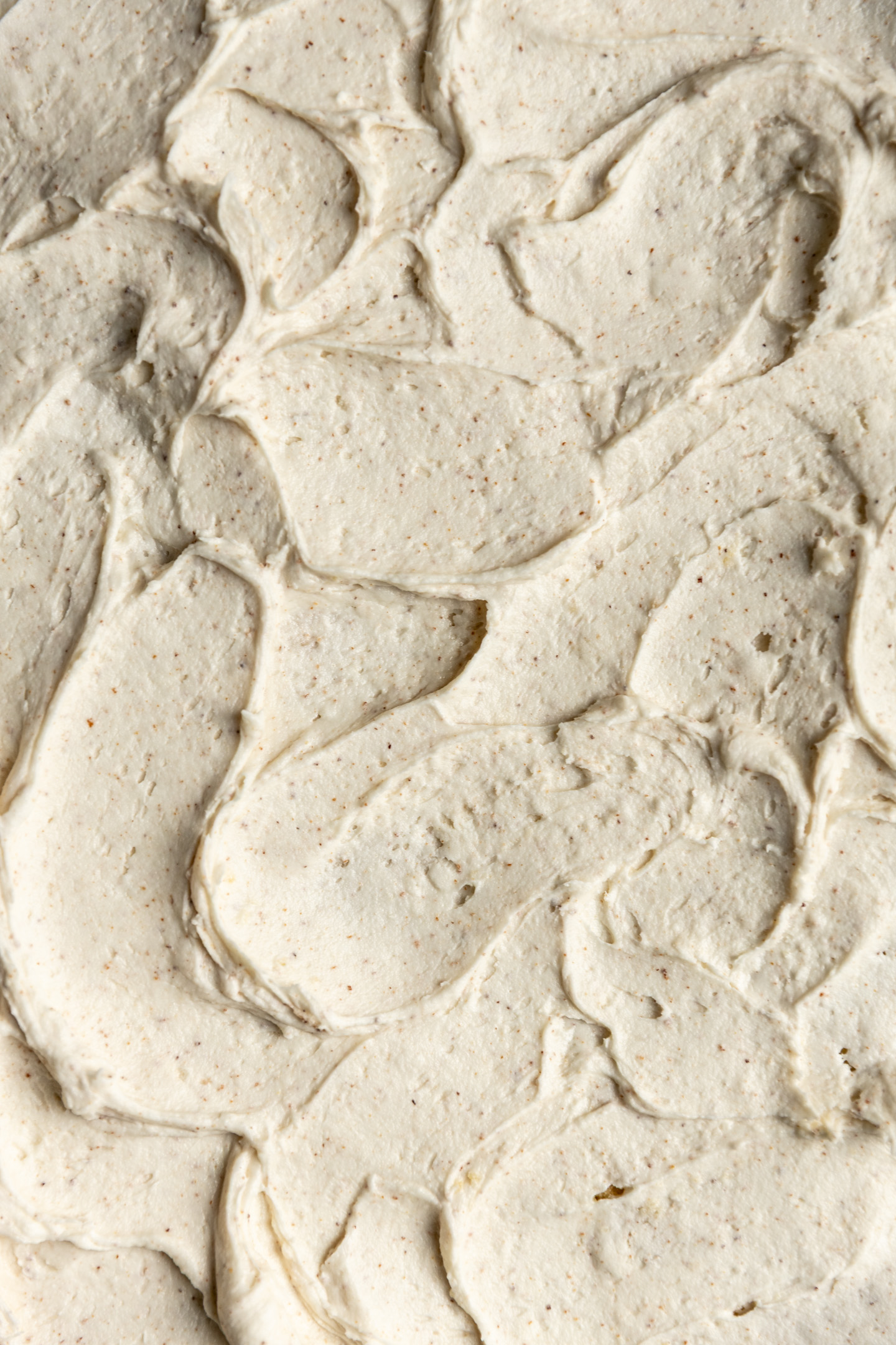 Swirls of brown butter on a cake. 