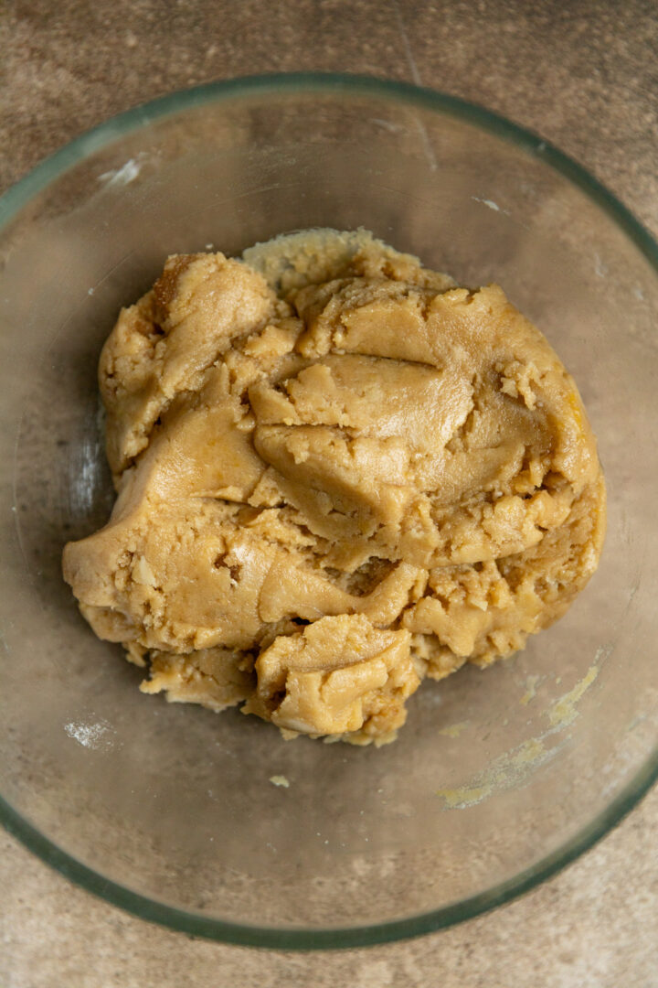 Brown sugar cookie dough in a bowl.