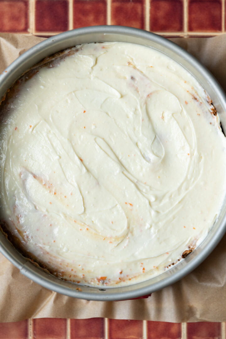 Cheesecake in a springform pan.