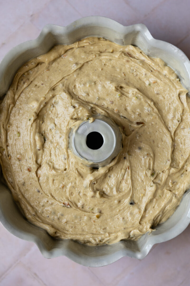 Batter in a bundt pant.